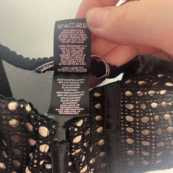 Victoria's Secret Black Mesh Corset Bodysuit 36C Sheer Bustier Lingerie - Picture 5 of 8
